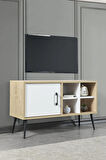 3111 Şile Metal Ayaklı Metal Kulplu 100 Cm Tv Ünitesi - Beyaz Safir