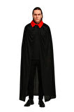 Kırmızı Yakalı Siyah Dracula Pelerin 120 cm