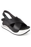 Assos Anatomik Air Max Taban Kadın Cırtlı Sandalet Siyah Beyaz