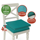 Xpermate Fermuarlı 2'li Sandalye Minderi Su İtici Kumaş 40x40Cm Sünger Sandalye Minderi Bağcıklı Turkuaz