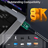 PrimeX PX-H8K01 Fully 1.5m 8K Hdmi Kablo, HDR V2.1 ARC Hdmi Kablo, V2.1 Kablo HDMI