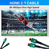 PrimeX PX-H8K01 Fully 1.5m 8K Hdmi Kablo, HDR V2.1 ARC Hdmi Kablo, V2.1 Kablo HDMI