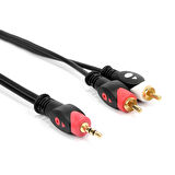 PrimeX PX-AUX5R 3.5mm AUX RCA Ses Kablosu, 5 Metre Aux Ses Sistemi Kablosu, Aux RCA Ses Kablosu