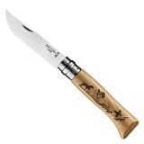 Opinel Inox No 8 Meşe Saplı Köpek Desenli Paslanmaz Çelik Çakı