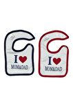 I Love Mom & Dad Penye 2'li Takım Bebek Çıtçıtlı Mama Önlüğü