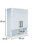 Çok Amaçlı Banyo Dolabı, Ecza Dolabı, 2 Kapaklı Dolap, Hol, Banyo, Ofis, Beyaz, AsudeHome