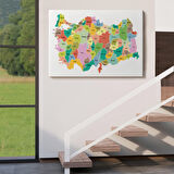 Harita Sepeti Türkiye Haritası Kanvas Tablo Eğitici ve Öretici Dekoratif Tablo Tablo 3124