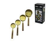 4 PCS GOLD METAL ÖLÇÜ KAŞIK SETİ OTANTİK AĞAÇ KULP 250ML - 125ML - 80ML - 60ML (3126)