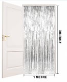 Gümüş Renk Ekstra Metalize Parlak Saçaklı Arka Fon Perde İthal A Kalite 1x2 Metre (3126)