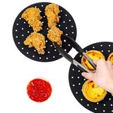 Siyah Isıya Dayanıklı Yıkanılabilir Silikon Fırın Ve Airfryer Yuvarlak Model Pişirme Matı 23 Cm (312