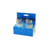 GLASS SALT 2Lİ KABARTMALI METAL KAPAKLI YUVARLAK CAM TUZLUK - BAHARATLIK (3126)