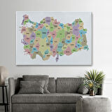 Harita Sepeti Türkiye Haritası Kanvas Tablo Eğitici ve Öretici Dekoratif Tablo Tablo 3128