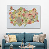 Harita Sepeti Türkiye Haritası Kanvas Tablo Eğitici ve Öretici Dekoratif Tablo Tablo 3129