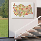 Harita Sepeti Türkiye Haritası Kanvas Tablo Eğitici ve Öretici Dekoratif Tablo Tablo 3129