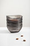 Akrilik Barok Füme Oval 4'lü Küçük Kase Seti & Çerezlik & Sunumluk & İkramlık (Cam Değildir)