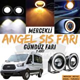 Ford Transit Tüm Modeller Uyumlu Üniversal Mercekli Angel Sis Farı Metal Su Geçirmez 76 mm Turuncu Halkalı Gündüz Farı Angel Eyes 2 Adet