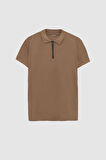 Twn Slim Fit Vizon Pike Dokulu Yarım Fermuarlı Polo Yaka T-Shirt 4EC14ORTFRPLO
