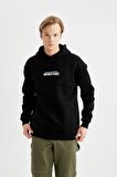 DeFacto Art Hokusai Boxy Fit Kapüşonlu Sırt Baskılı Sweatshirt B0371AX23CWBK81