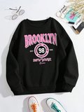 Brooklyn Dünya Hayalperest Kazak Kadın Mektup baskılı kapüşonlu svetşört Polar Sıcak Crewneck