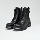 Hakiki Deri Fermuarlı Kadın Bot 