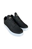 Erkek Günlük Yumuşak İç Astarlı Şık Sneaker Spor Ayakkabı SİYAH - BEYAZ