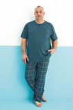 Aydoğan Erkek Dinç Büyük Beden Kısa Kol Viridian Pijama Takım 0179