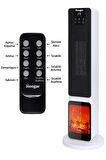Hoogar German 2701 L White OLED Şömineli Ekran Dijital Göstergeli Kule Tipi Seramik Fanlı Isıtıcı