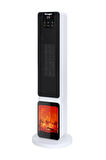 Hoogar German 2701 L White OLED Şömineli Ekran Dijital Göstergeli Kule Tipi Seramik Fanlı Isıtıcı
