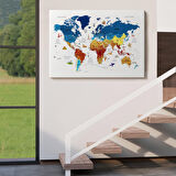 Harita Sepeti Türkçe Dünya Haritası Son Derece Ayrıntılı Eğitici ve Sembollü Kanvas Tablo 3166