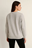 Baskı ve Aplike Detaylı Sweatshirt Gri