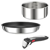 Tefal INGENIO PREFERENCE Paslanmaz Çelik 4 parçalı Tencere Seti - 28 cm Tava + 20 cm Tencere + 1 Cam Kapak + 1 Sap
