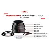 Tefal Ingenio Ultimate Titanyum 3X 12 Parça Tencere Tava Seti Siyah