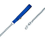 PETLOVEBUTİK Konforlu Dokumadan El Yapımı Zincirli Köpek Gezdirme Kayışı 4x110cm - Royal Blue