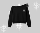 Family Time Yazılı Sevimli Anne Kedi Arka Baskılı Kayık Yaka Sweatshirt