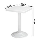 Omnipazar MT-GF402A Beyaz Testa Bahçe Balkon Sehpa 45x45 cm
