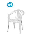 Omnipazar MT-GF101 Carrera Plastik Bahçe Balkon Koltuk Sandalye 4'lü Set 