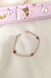 Çilek Detay Altın Kız Çocuk Bilekliği
