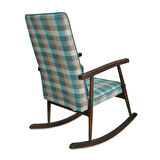 Asedia Trend Ceviz Keten Ekose1650 Kumaş Modern Ahşap Sallanan Sandalye