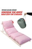 XPERMATE Pofuduk Şezlong Minderi 60x180x12Cm Su İtici,Katlanır,UV Güneş Dayanımı, Fermuar, Pembe