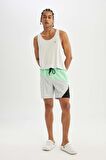 DeFactoFit Regular Fit Baskılı Esnek Dokulu Sporcu Kısa Boy Deniz Şortu B5999AX24HSGR184
