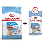 Royal Canin Medium Puppy Orta Irk Yavru Köpek Maması 15 Kg + 10 Adet  Royal Canin Medium Puppy Köpek Yaş Maması 140g 