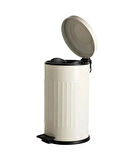 Vintage 16 Lt Yavaş Kapanır Kapaklı Ofis Mutfak Banyo Balkon Çöp Kovası Krem