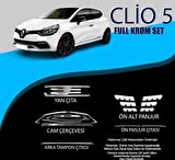 Renault Clio 5 Krom Set (Cam Çerv.-Yan Kapı Çıt.-Ön Alt Panjur-Arka Tampon Çıt.-Ön Panjur Çıt.)