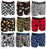 TEET Erkek Boxer Pamuklu Desenli Premium 9'lu Set