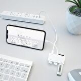 Polham Apple iPad ve İphone İçin Lightning Tf,Sd Kart Okuyucu, 3 USB Kamera, Klavye ve Mouse Adaptör