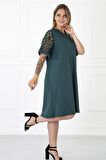 Kimono Kol Yeşil Büyük Beden Elbise 31B-1180