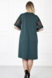 Kimono Kol Yeşil Büyük Beden Elbise 31B-1180