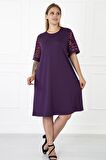 Kimono Kol Mor Büyük Beden Elbise 31B-1186 