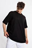 Adam Boxes Oversize O-Yaka T-shirt Basuleto - Siyah