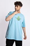 Adam Boxes Baskılı Oversize O-Yaka T-shirt Suelto - Açık Mavi